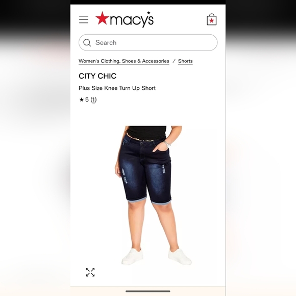 CITY CHIC Plus Size Knee Turn Up high rise denim Short Size 16 - Picture 14 of 14